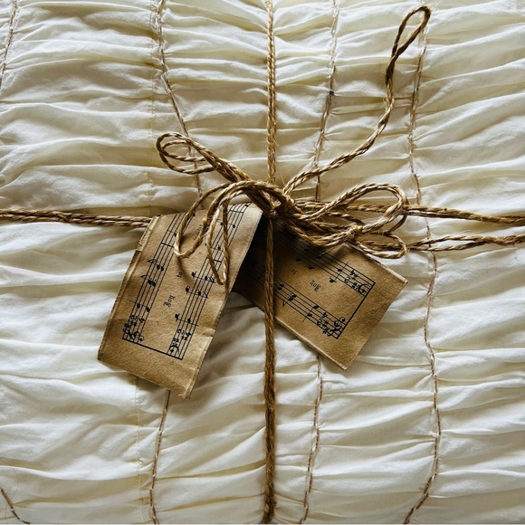 Bedding Pottery Barn Ivory Ruched Voile Cotton Twin Duvet Cover